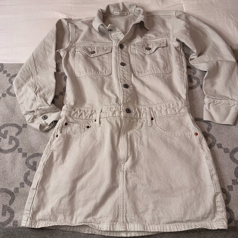 Abercrombie & Fitch Denim Shirt Dress, Grey - Picture 3 of 11